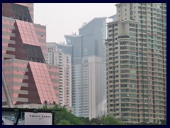 Grand Hyatt hotel in the middle and part of Shenzhen Development Bank to the left.